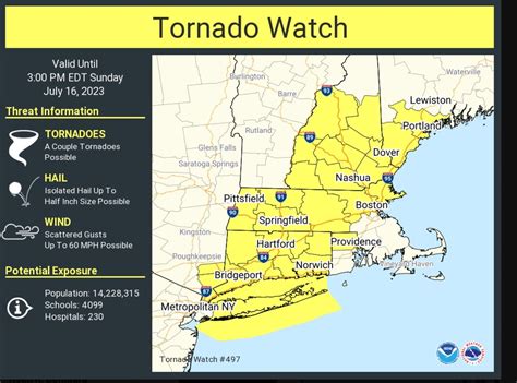 Tornado warning issued for northeastern Massachusetts; tornado watch elsewhere now added